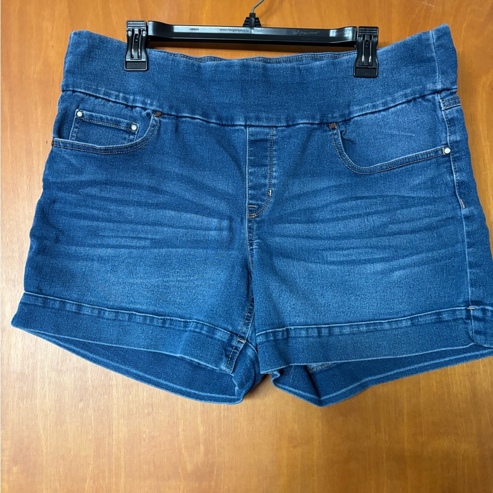 SoundStyle High Rise Denim Shorts Stretch Blue Jean Cuffed Casual Summer